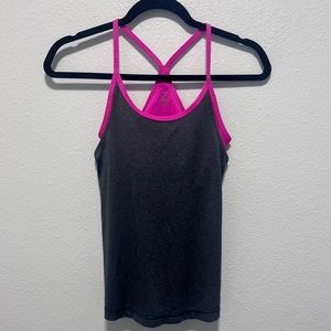 Zella Gray Pink Racerback Tank Top with Built in Sports Bra Size X Small